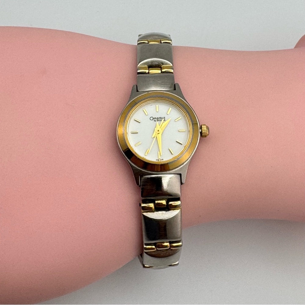 Elegant Caravelle by Bulova Two-Tone Gold Silver Quartz Watch New Battery